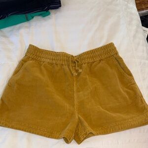 Faherty Women's Corduroy High-Waist Drawstring Shorts — Mustard Gold
